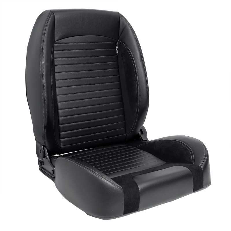 Sport seat 'Classic II ' - Black Synthetic Leather + Suede + Grey stitching - Left-side reclinable back-rest - incl. slides