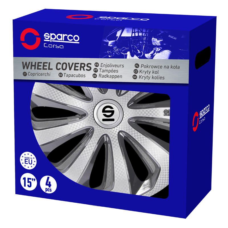 Sparco Wheel Covers Sicilia - 14-inch - Silver/Grey/Carbon - Set of 4 pieces