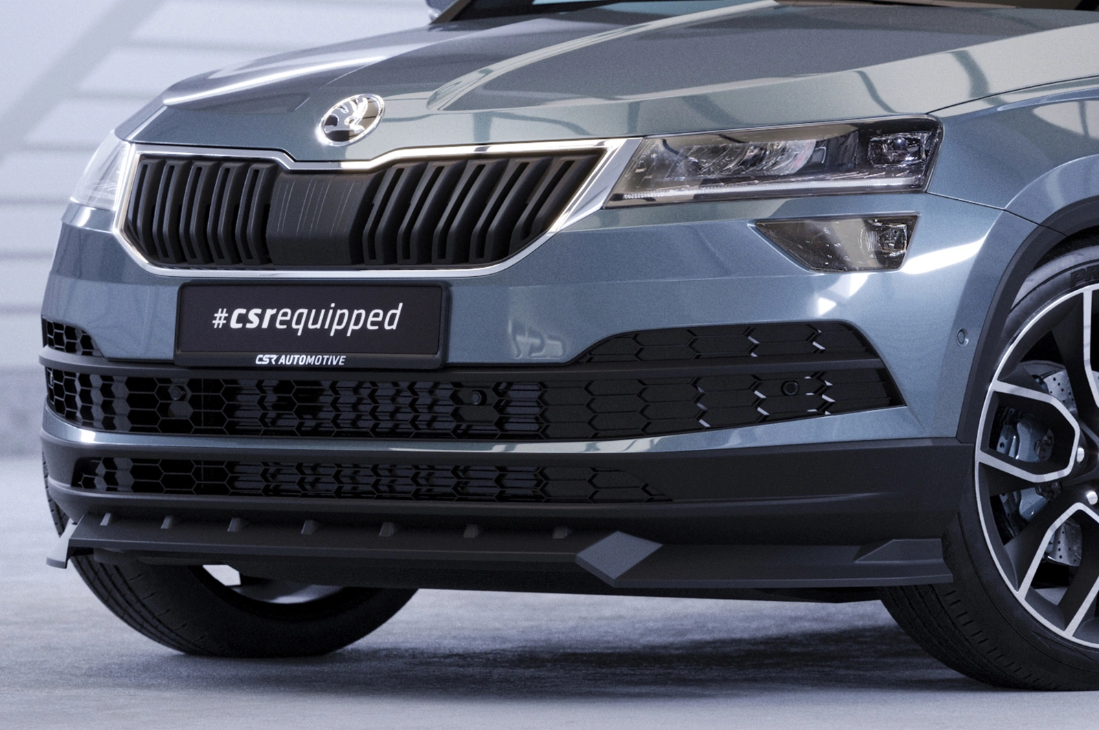 Voorspoiler passend voor Skoda Karoq 2017–heden – CSR Automotive – Glans Zwart