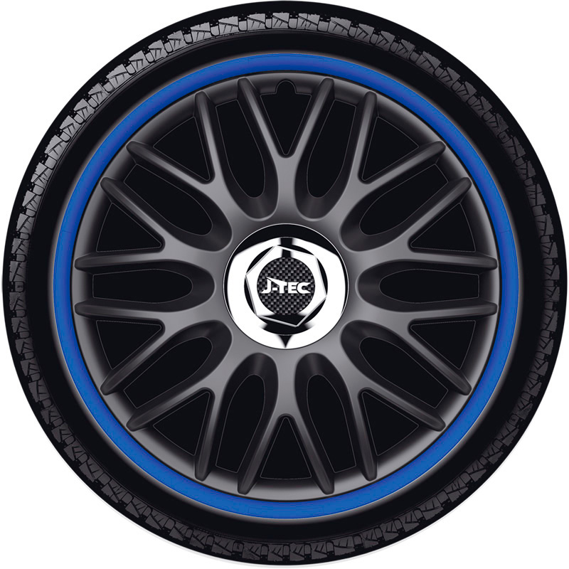 Set J-Tec wheel covers Orden R 14-inch black/blue + chrome ring