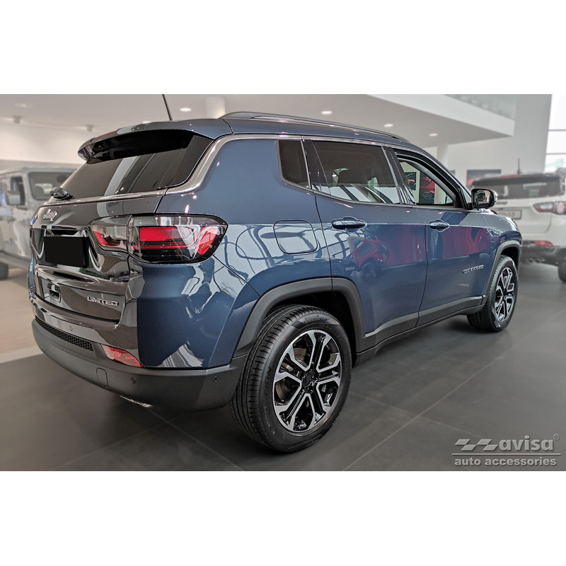 Matt Black Stainless Steel Rear bumper protector  Jeep Compass 2017- 'Ribs'