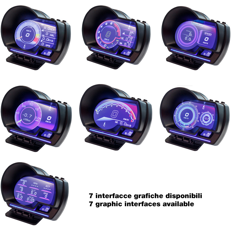 Simoni Racing Digital Instrument Cluster - Head-up Display - OBDII + GPS