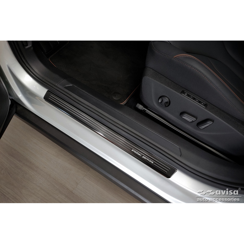 Black Inox door sill protectors  Skoda Enyaq iV 2020- - 'Special Edition' - 4-pieces