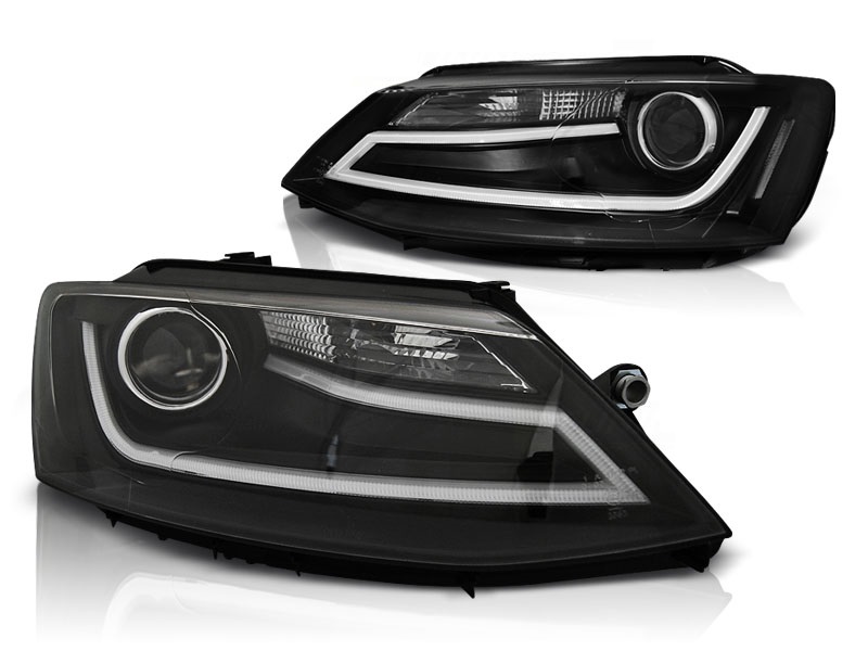 Headlights VW Jetta 11-18 Tube daytime running lights black