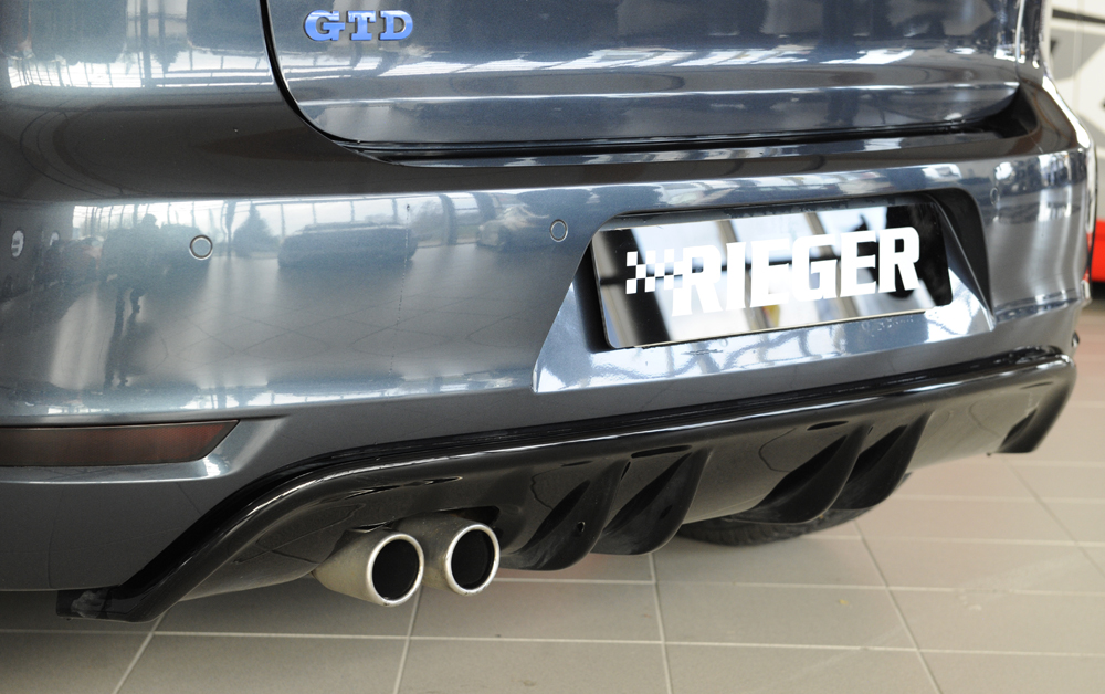 Diffuser passend voor Volkswagen Golf 6 GTD Rieger Glans Zwart