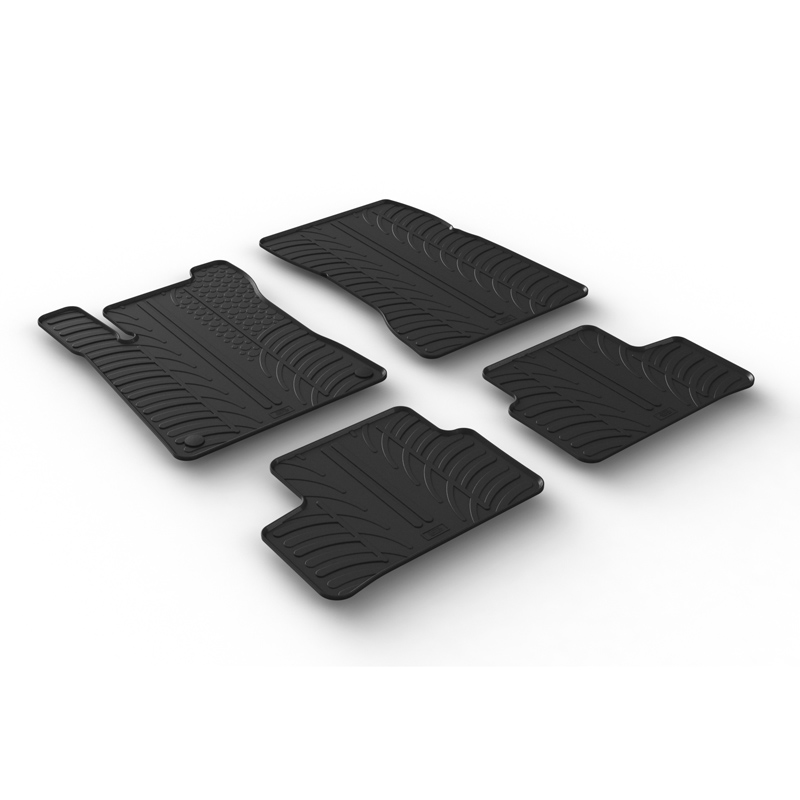 Rubber car mats set  Mercedes A-Class W177 5/2018- & B-Class W247 2/2019- & GLA H247 2020- (T profile 4-pieces + mounting clips)