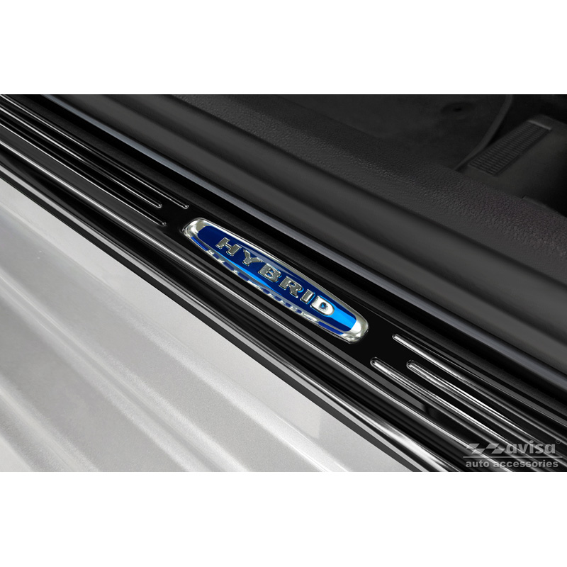 Black Inox door sill protectors  Skoda Octavia IV Sedan/Combi 2020-2024 & FL 2024- 'Hybrid' - 4-pieces