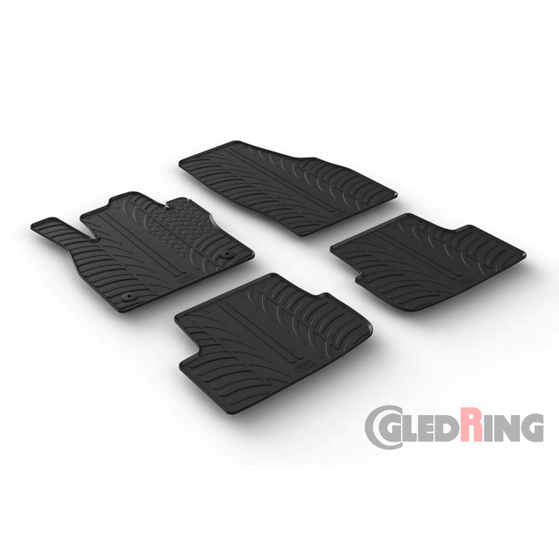 Rubber car mats set  Seat Ibiza 6F 5-doors 6/2017- & Seat Arona 11/2017- & Skoda Fabia IV 2021- (T profile 4-pieces + mounting clips)