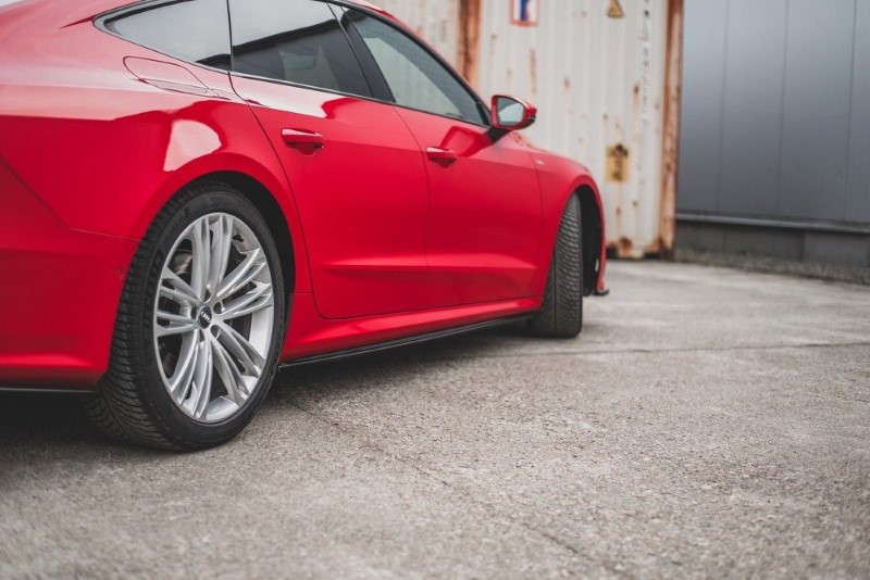 Zijskirts passend voor Audi A7 C8 S-Line Maxton Glanzend Zwart