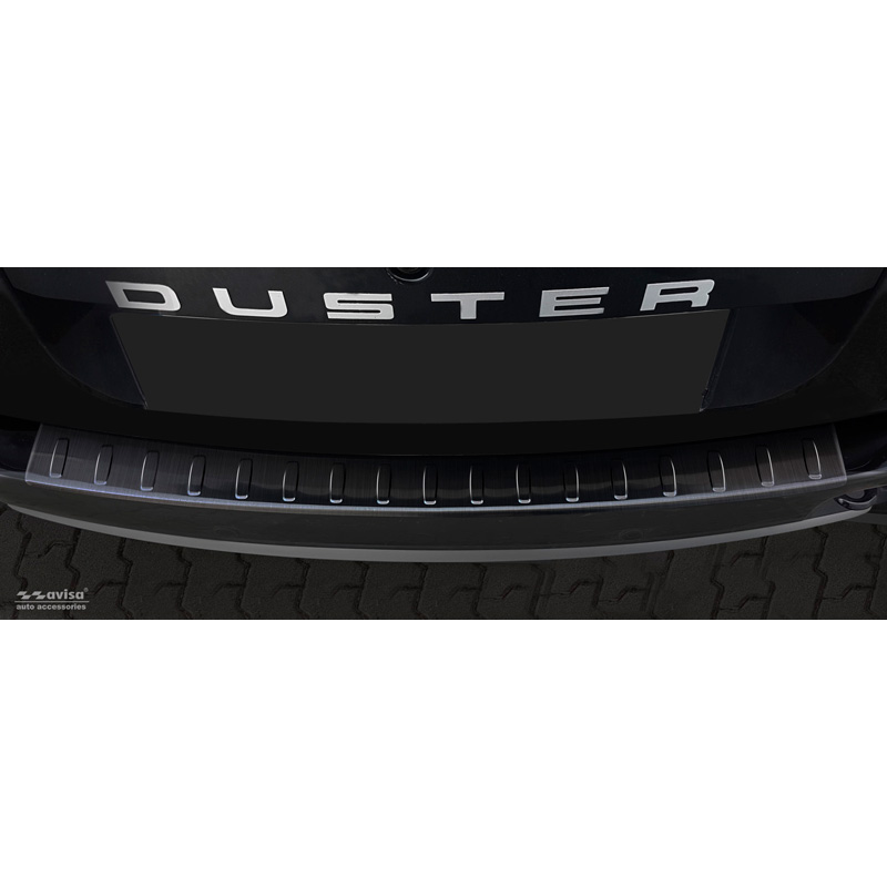 Black Stainless Steel Rear bumper protector  Dacia Duster 2010-2017 'Ribs'