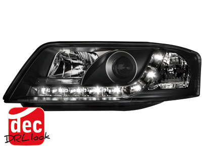 Headlights Audi A6 01-04 Devil Eyes DRL look black