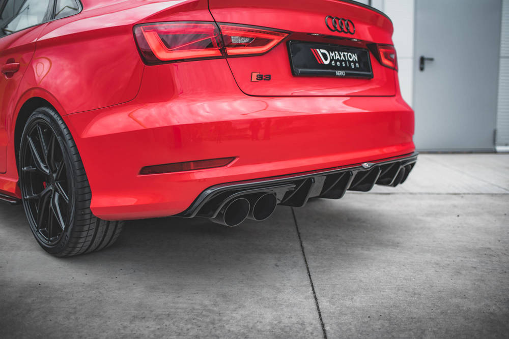 Diffuser passend voor Audi S3 8V Limousine Maxton Glans zwart