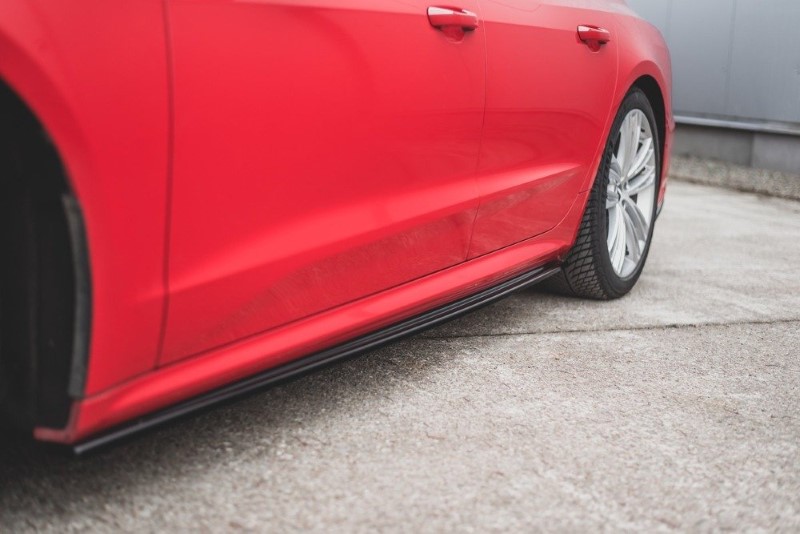 Zijskirts passend voor Audi A7 C8 S-Line Maxton Glanzend Zwart