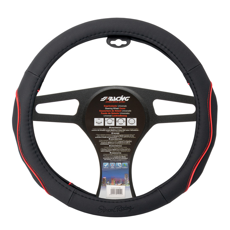 Simoni Racing Steering Wheel Cover Pretty - Black Ecoleather - 37-39cm