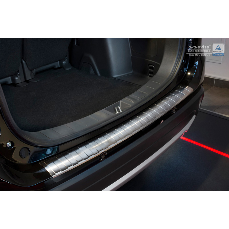 Stainless Steel Rear bumper protector  Mitsubishi Outlander III Facelift 2015- 'Ribs' (with PDC cut out)
