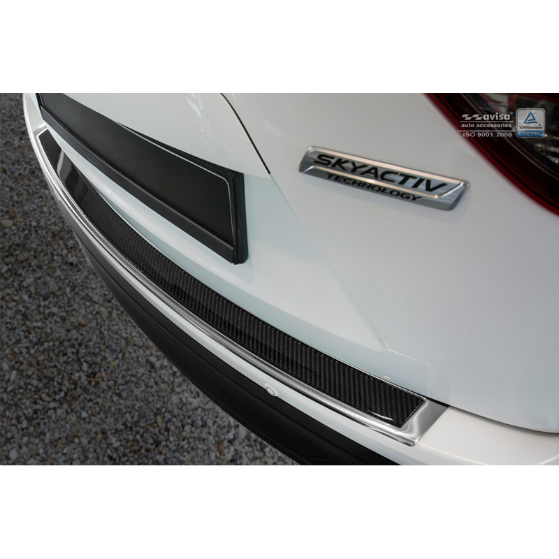 Stainless Steel Rear bumper protector 'Deluxe'  Mazda CX5 2012-2017 Chrome/Black Carbon