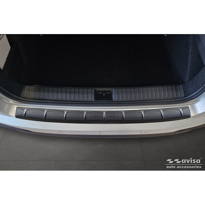 Black Stainless Steel Rear bumper protector  Skoda Kamiq Facelift 2023- 'Ribs'