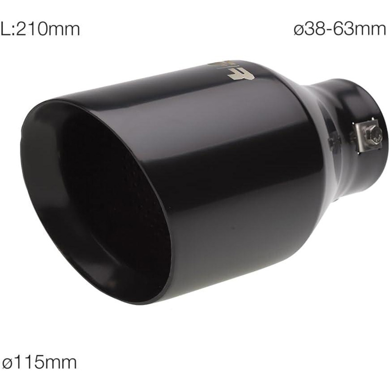 Simoni Racing Exhaust Tip Round/Slanting Inox Black - Ø115xL210mm - Installation 38-63mm