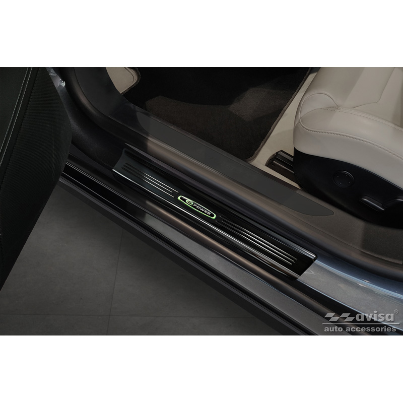 Mirror Black Inox door sill protectors  Tesla Model S 2012-2016 & Facelift 2016- 'E-Power' - 4-pieces