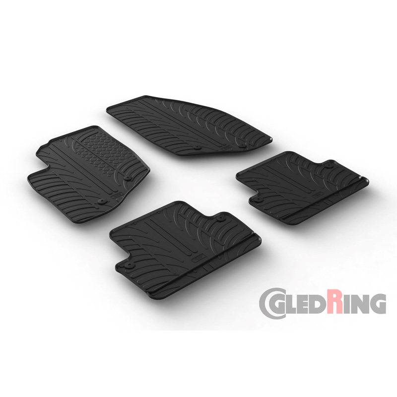 Rubber car mats set  Volvo V70/XC70 2000-2007 & S60 2000-2009 (T profile 4-pieces + mounting clips)