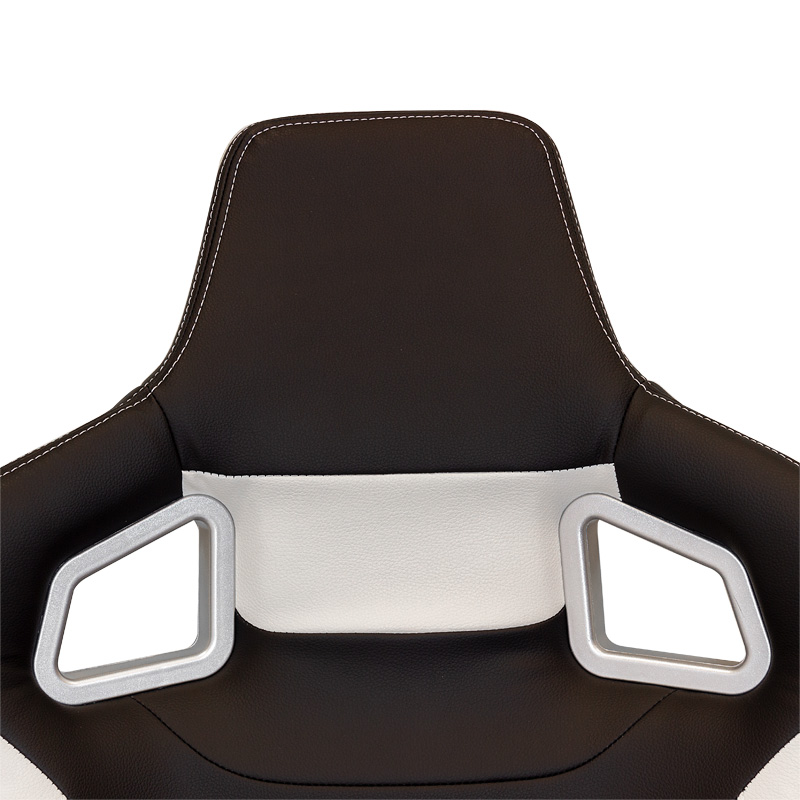 Sport seat 'RS6-II' - Matt-Black/White Synthetic leather - Dual-side reclinable back-rest - incl. slides