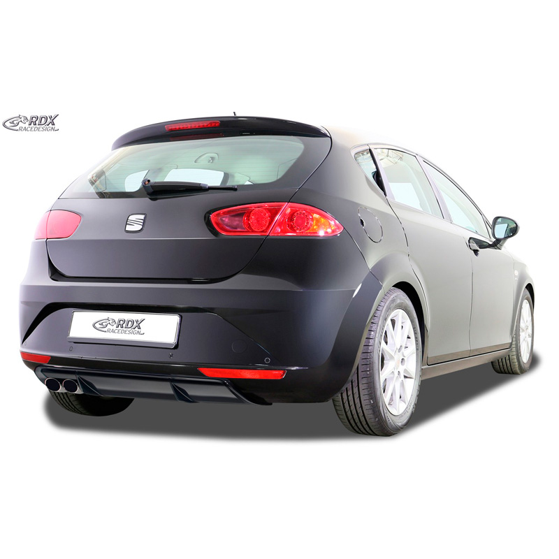 Rear bumper skirt 'Diffuser'  Seat Leon 1P Facelift 2009-2012 excl. FR/Cupra (ABS glossy black)