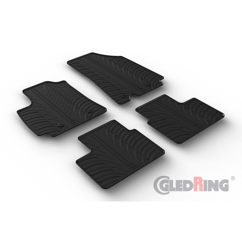 Rubber car mats set  Renault Arkana 2020- (T profile 4-pieces + mounting clips)
