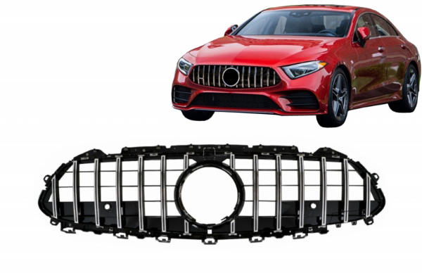 Grill passend voor Mercedes CLS C257 GTR Design Zwart/Chroom