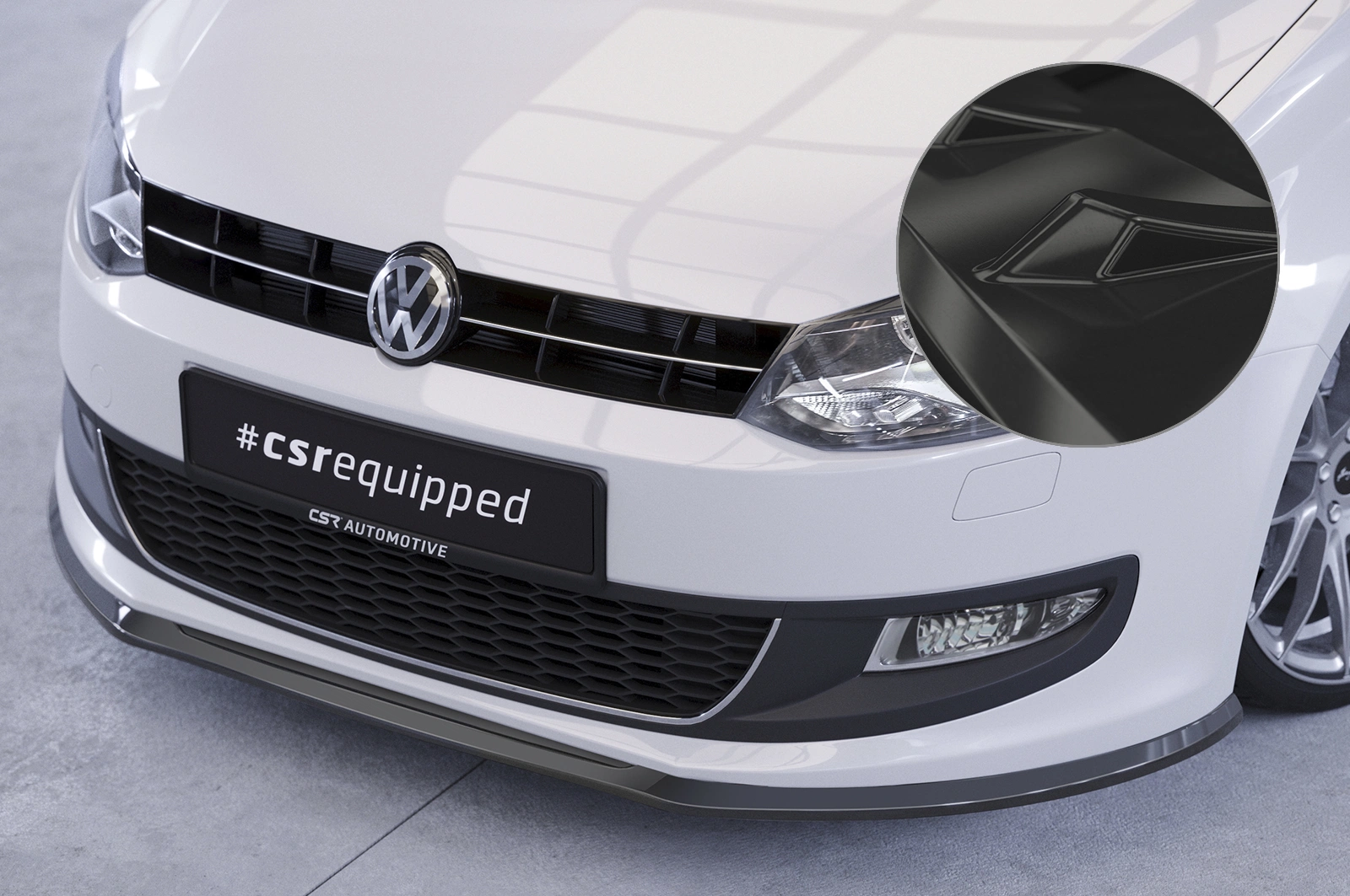 Voorspoiler passend voor VW Polo V (6R) Glans Zwart – 2009–2014