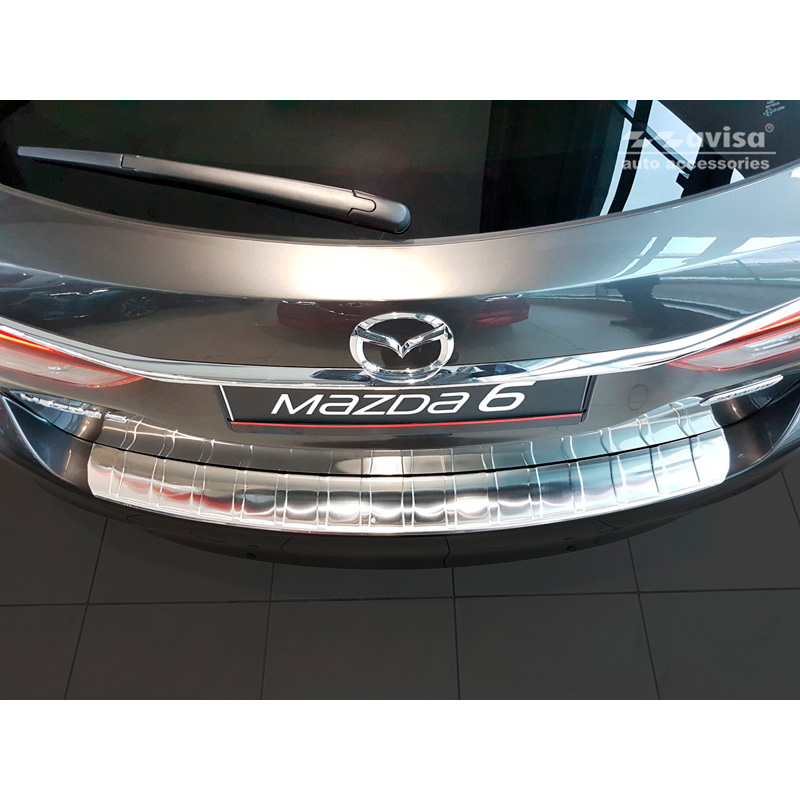 Stainless Steel Rear bumper protector  Mazda 6 III GJ combi 2012- 'Ribs' (Long Version)
