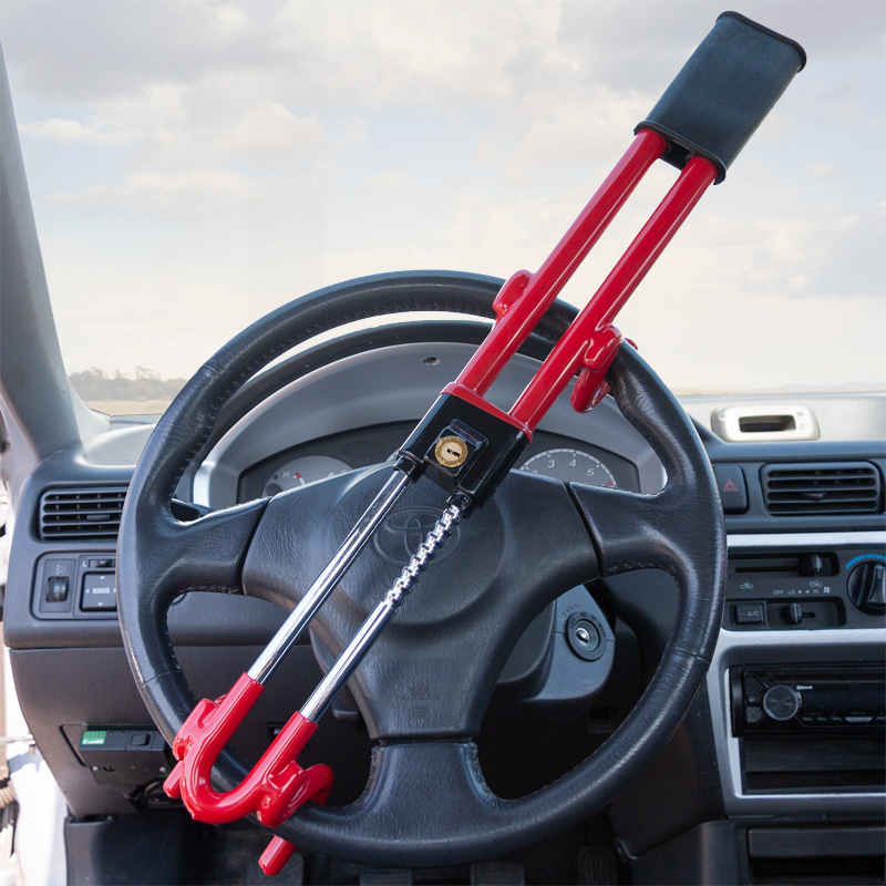 Universal anti-theft steering wheel lock 'Heavy Duty' - Red