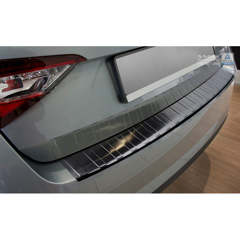 Black Stainless Steel Rear bumper protector  Skoda Superb 3V Liftback 2015- 'Ribs'