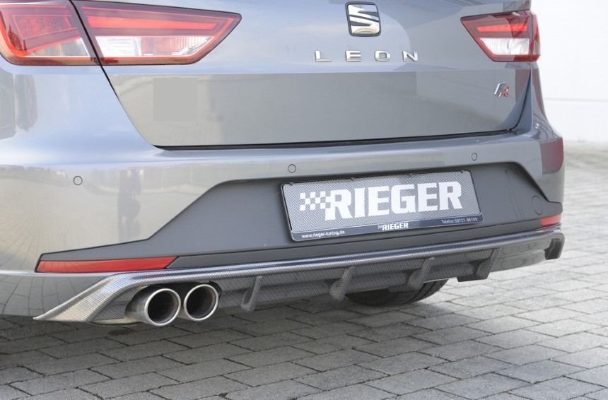 Diffuser passend voor Seat Leon F5 FR Rieger dubbele uitlaat links 5 dr. ST Carbon-look