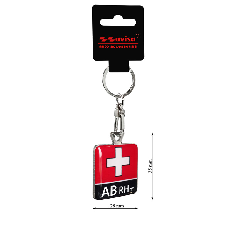Stainless steel key chain - 'Blood Type' AB RH+
