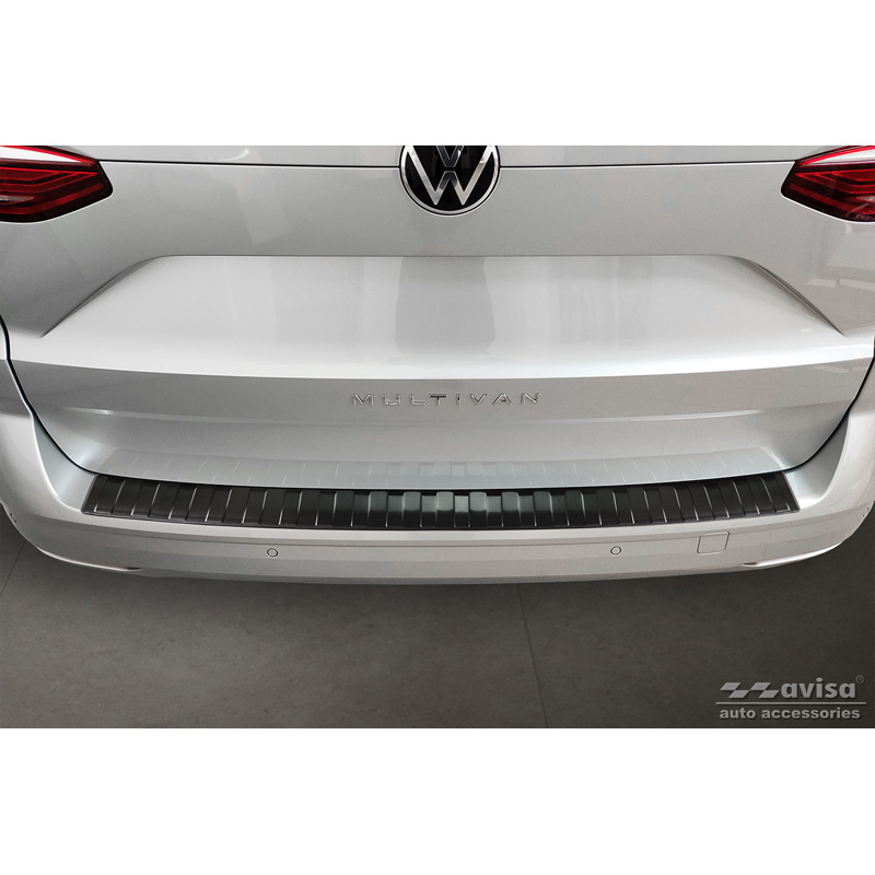 Black Stainless Steel Rear bumper protector  Volkswagen Multivan T7 2021- 'Ribs'
