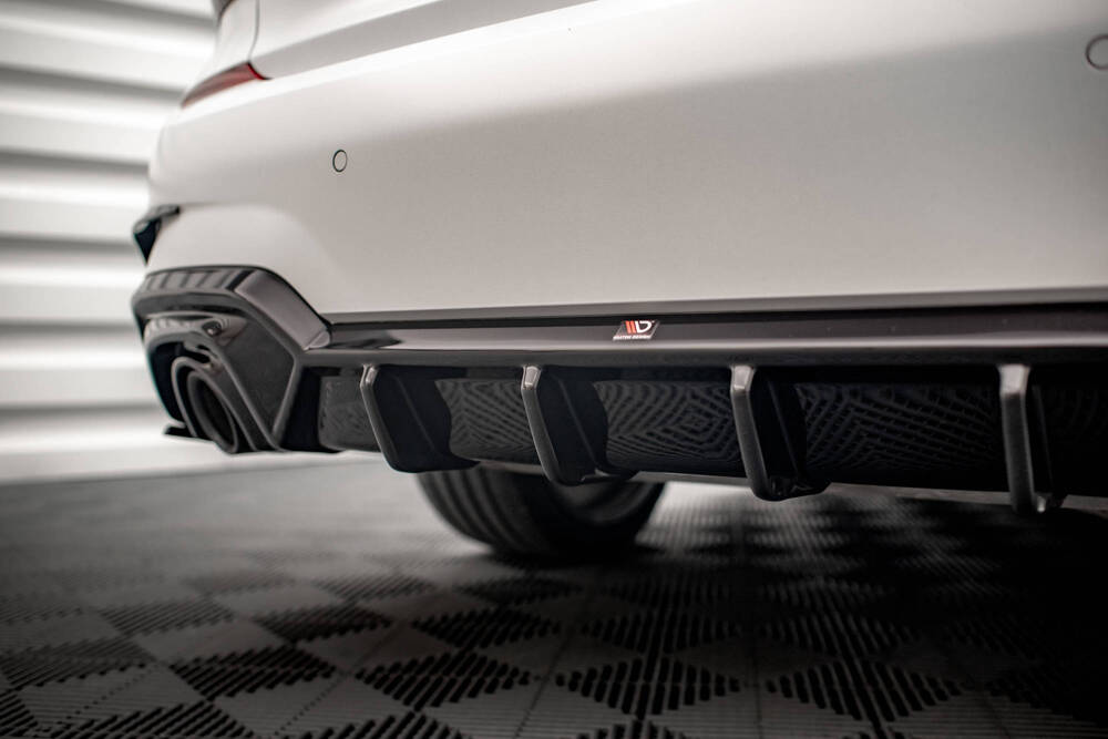 Diffuser passend voor BMW 3 Serie M Pakket G20 G21 met Trekhaak Maxton Glans Zwart