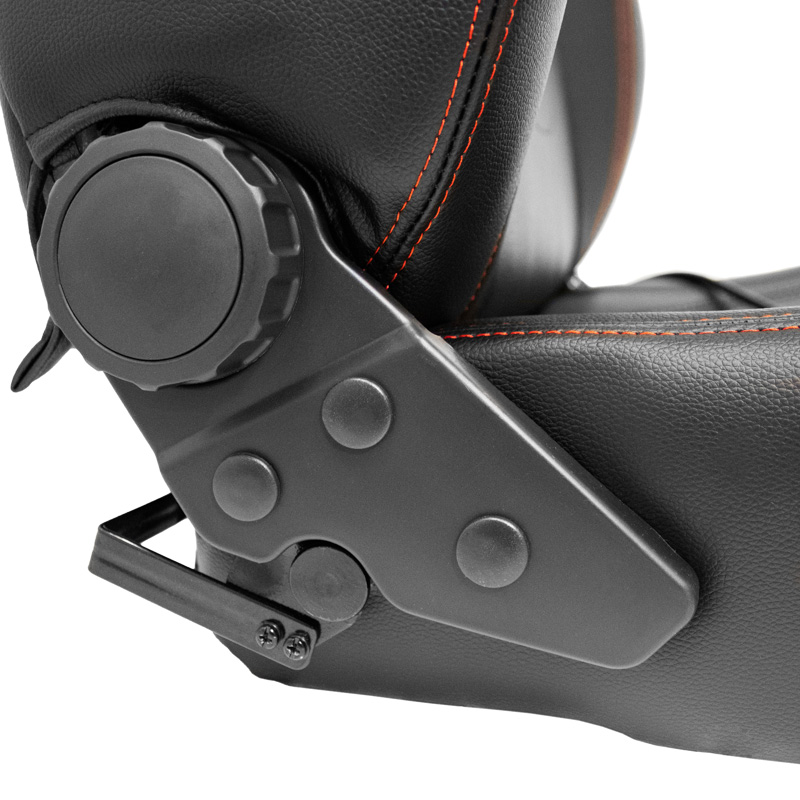 Sport seat 'Retro II' - Black Synthetic leather + Red stitching - Dual-side reclinable back-rest - incl. slides