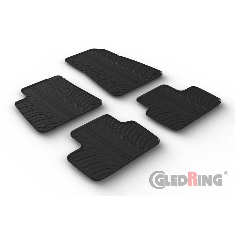 Rubber car mats set  Polestar 2 2019- (T profile 4-pieces + mounting clips)
