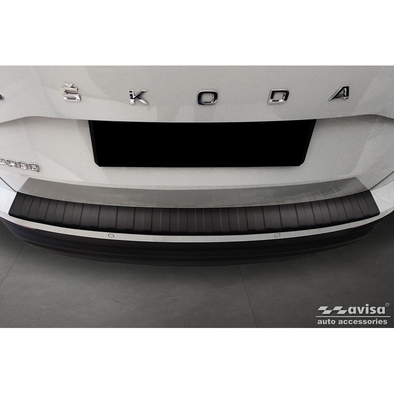 Matt Black Stainless Steel Rear bumper protector  Skoda Karoq Facelift 2022- + Sportline Facelift 2022-  'Ribs'