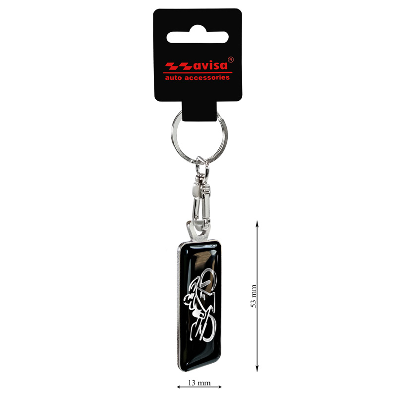Stainless steel key chain - 'Moto' Black