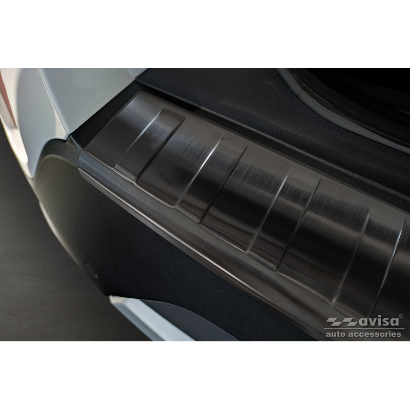 Black Stainless Steel Rear bumper protector  Dacia Spring 2020- 'Ribs'