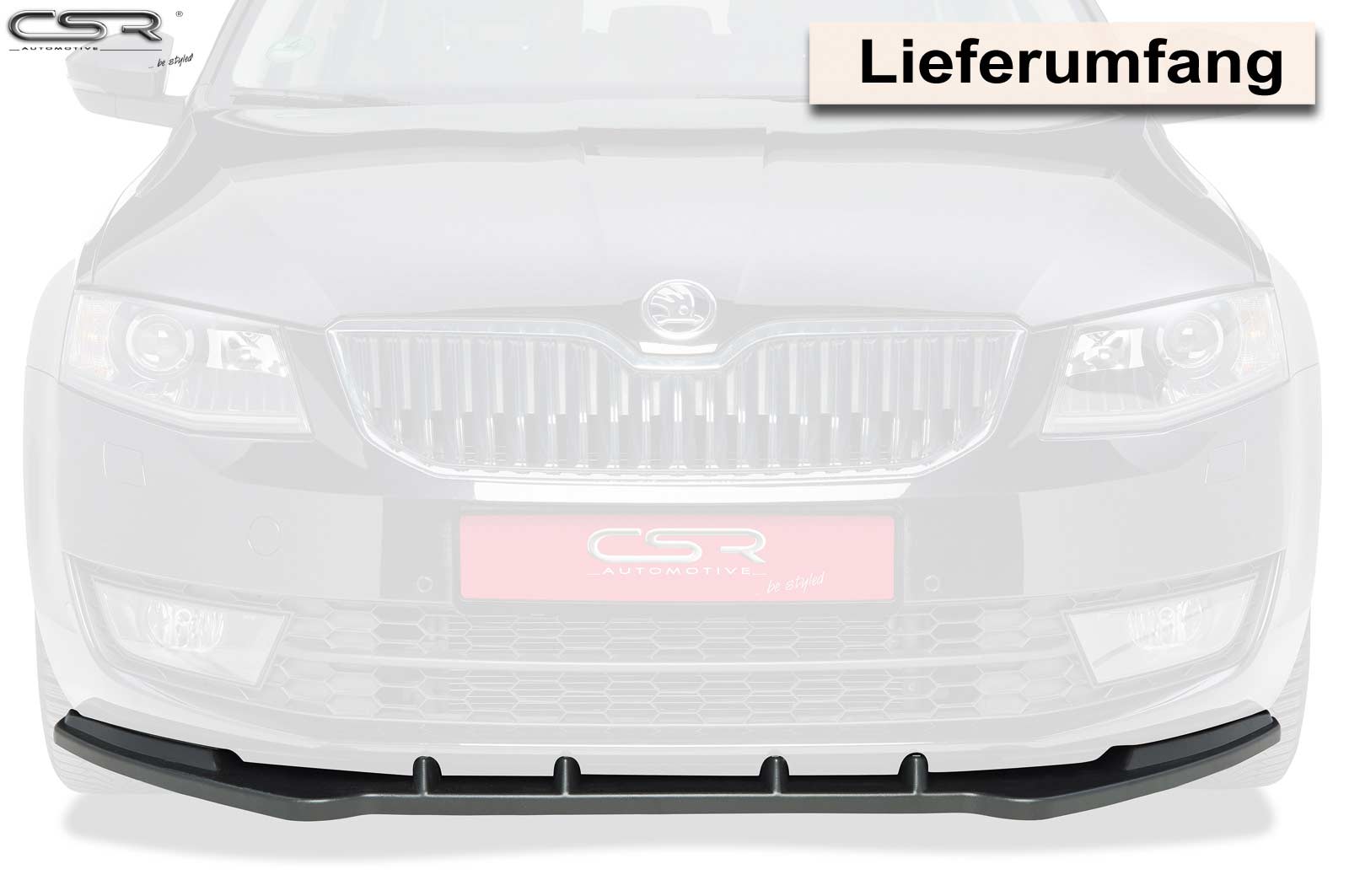 Voorspoiler passend voor Skoda Octavia 3 Typ 5E Glans Zwart – 2012–2016
