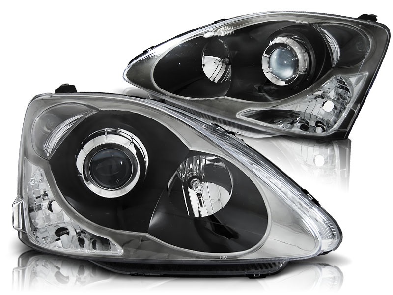 Set Headlights  Honda Civic HB 2001-2005 - Black/Chrome