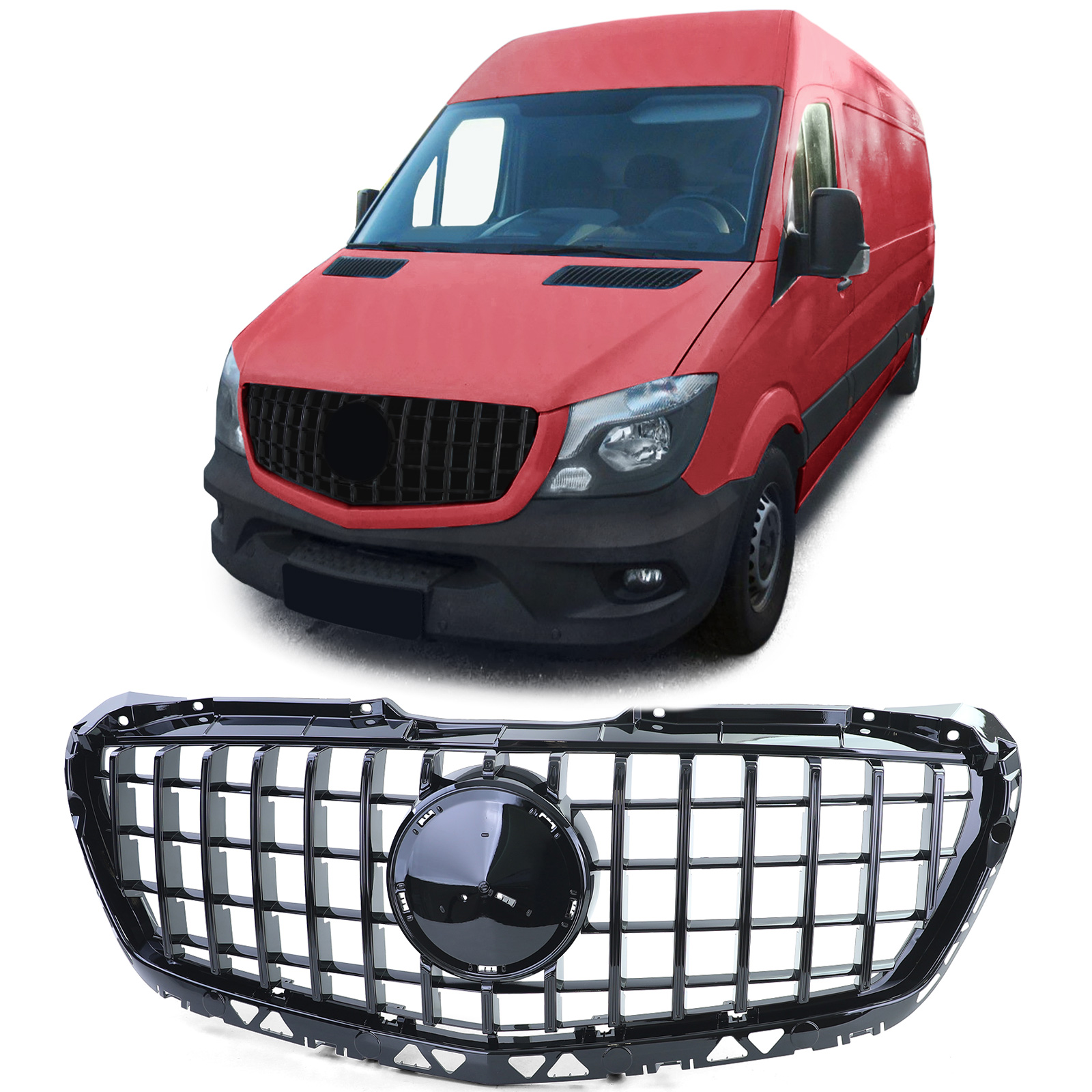 Grill passend voor Mercedes Sprinter W906 Facelift 13-18 Zwart AMG Look