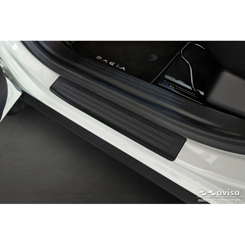 Black Inox door sill protectors  Dacia Duster III 2024- - 'Lines' - 4-pieces