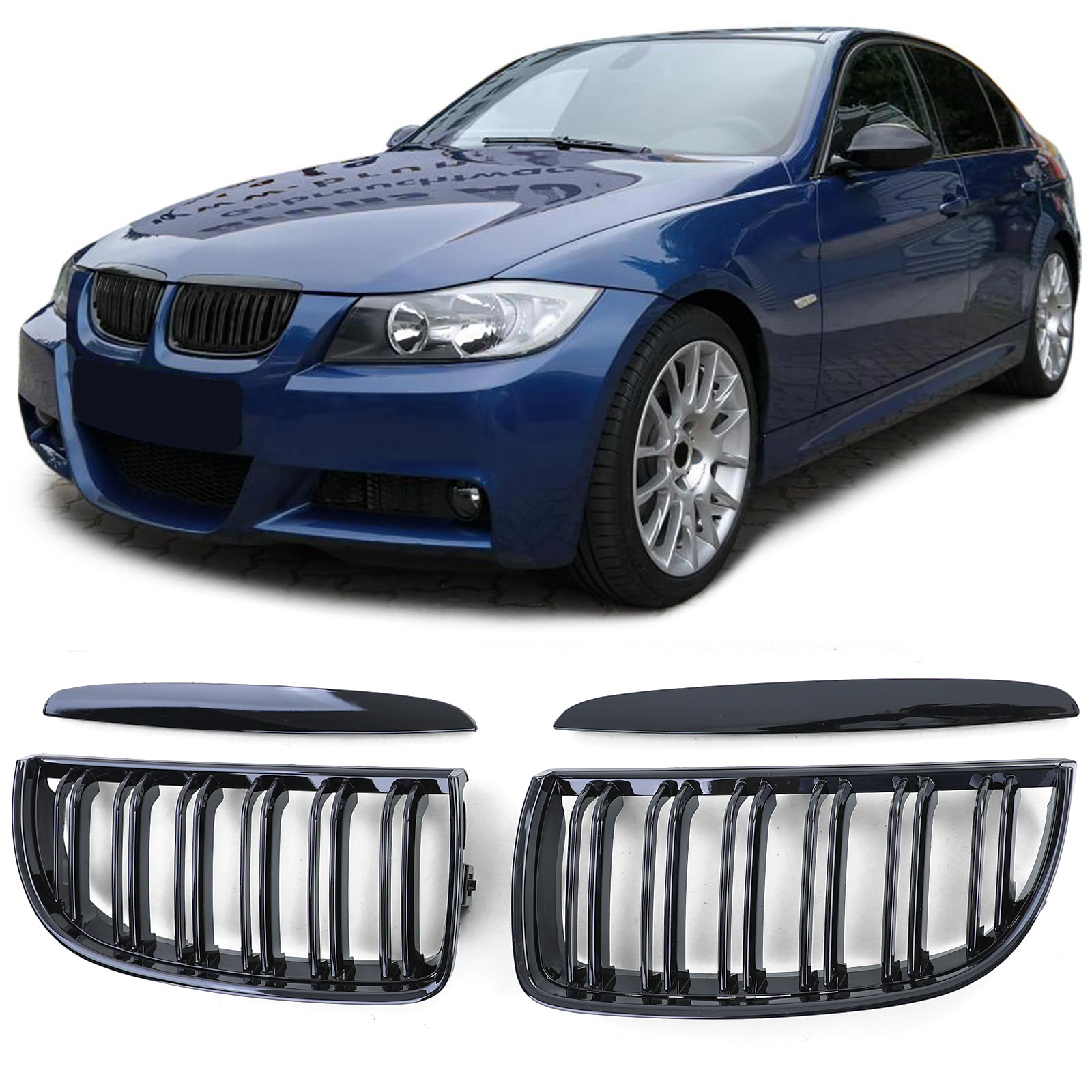 Grill Nieren passend voor BMW E90/91 Zwart M3/Motorsport Stripes 05-08