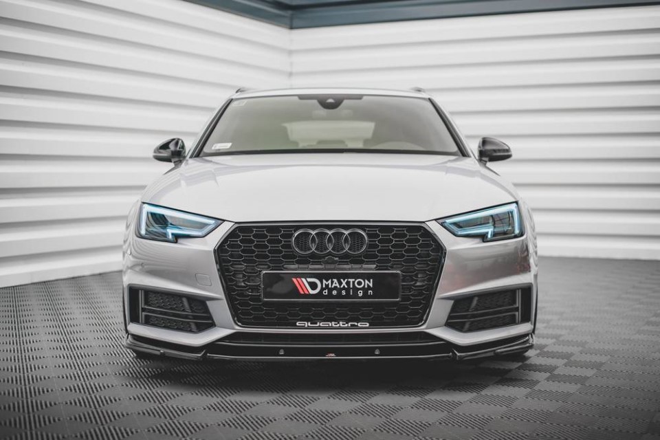 Voorspoiler passend voor Audi S4 / A4 S-Line B9 V.3 Glanzend Zwart