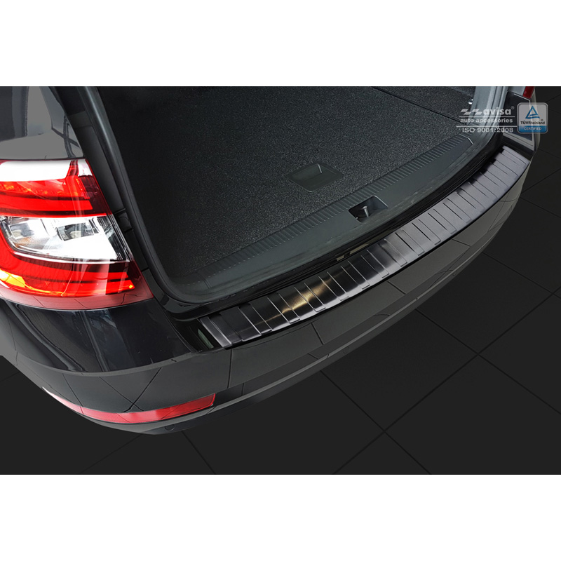 Black Stainless Steel Rear bumper protector  Skoda Octavia III Kombi Facelift 2017-2020 'Ribs'