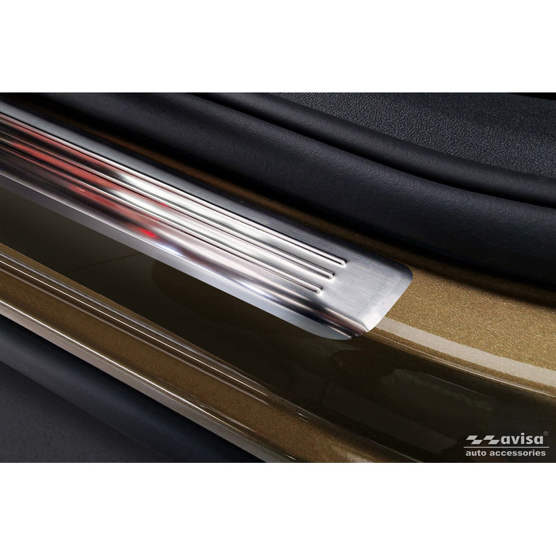 Avisa Stainless Steel Door sill protectors  Skoda Kodiaq II (PS7) 2024- 'Lines' - 4-pieces