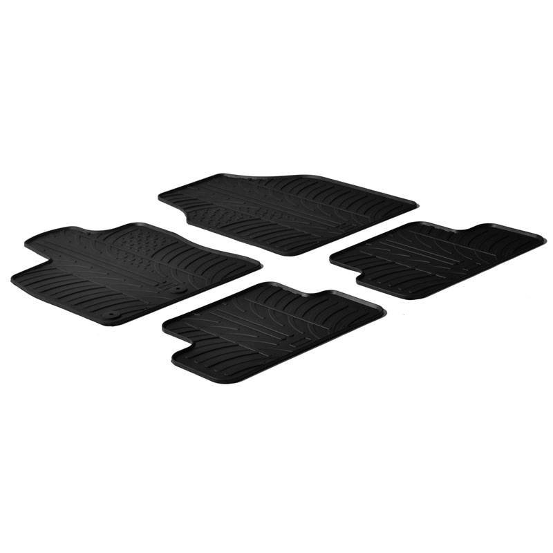 Rubber car mats set  Nissan Qashqai 2007-2013 (T profile 4-pieces + mounting clips)